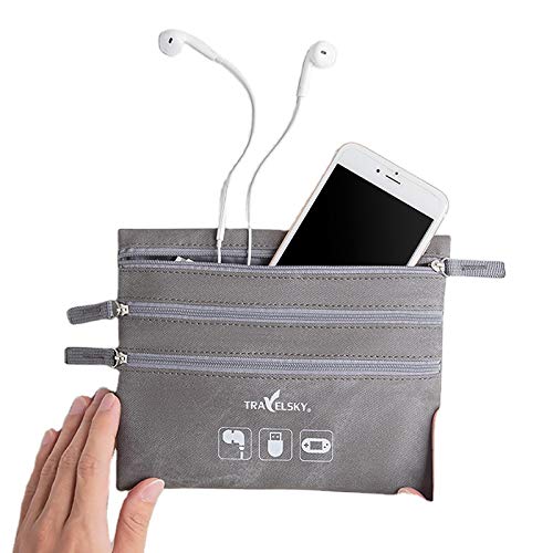 Mount Plus MP-E-Bag Electronic Organizer Travel Universal Cable Organizer Electronics Accessories Cases for Cable, Charger, Phone, USB, SD Card in Grey Color - Image 2