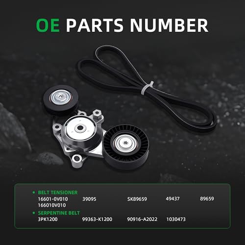 Riyhch Belt Tensioner and Serpentine Belt Kit For Toyota Camry 2.5L L4 2010 2011, Belt Tensioner 16601-0V010, 166010V010 - Image 3