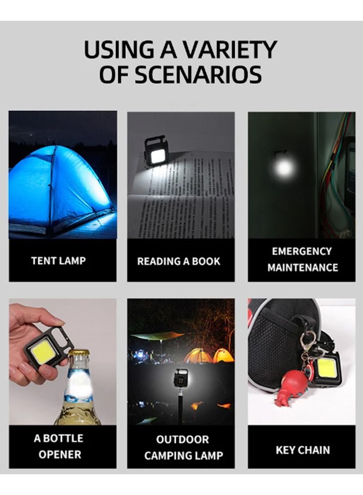 FEND Portable Mini LED Work Light Magnet Adsorption 500mah Auto Repair Lamp Pendant Light Keychain Design Multifunctional LED Light Pack of 2 - Image 5