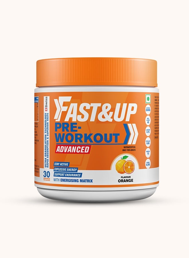FAST&UP Pre-Workout - Advanced 200 mg Caffeine, Arginine, Taurine, 30 servings, Orange Flavour - Image 1