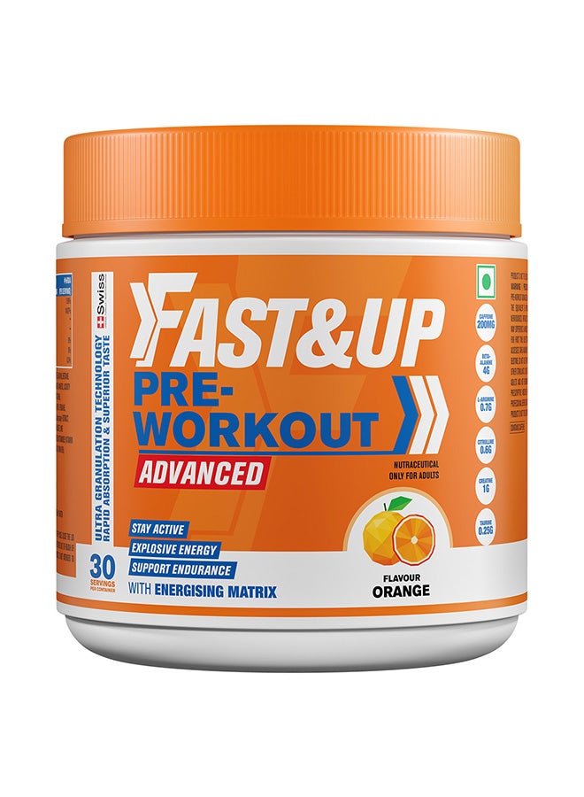 FAST&UP Pre-Workout - Advanced 200 mg Caffeine, Arginine, Taurine, 30 servings, Orange Flavour - Image 1