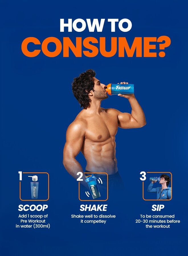 FAST&UP Pre-Workout - Advanced 200 mg Caffeine, Arginine, Taurine, 30 servings, Orange Flavour - Image 4