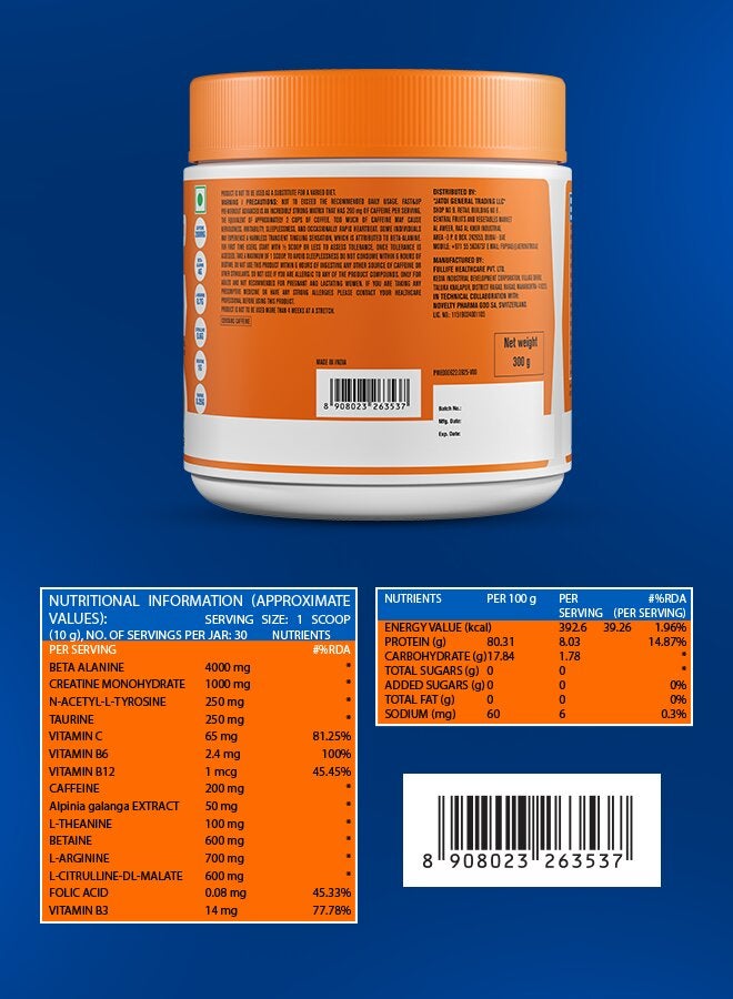 FAST&UP Pre-Workout - Advanced 200 mg Caffeine, Arginine, Taurine, 30 servings, Orange Flavour - Image 5