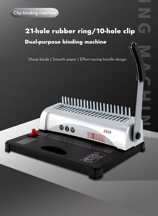Generic 21-Hole Manual Comb Binding Machine – Paper Punch & Binder for A4 Documents, Plastic Binding Spines Compatible, Office & School Use  - Image 2