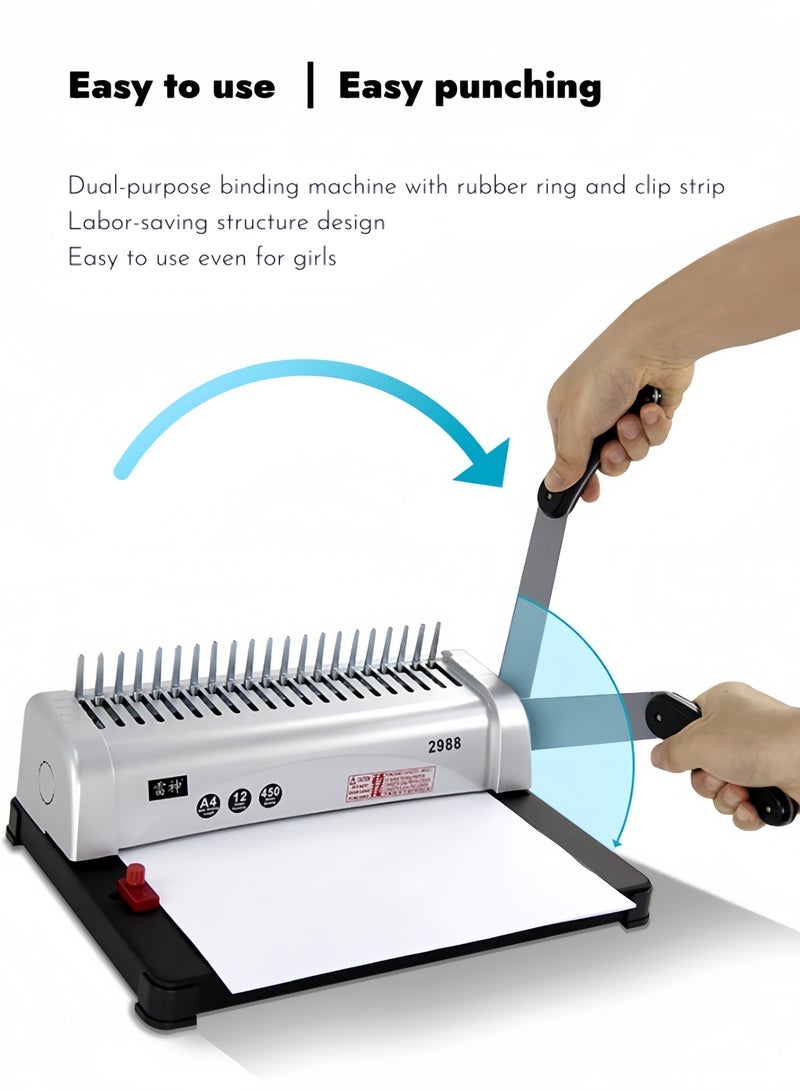Generic 21-Hole Manual Comb Binding Machine – Paper Punch & Binder for A4 Documents, Plastic Binding Spines Compatible, Office & School Use  - Image 4