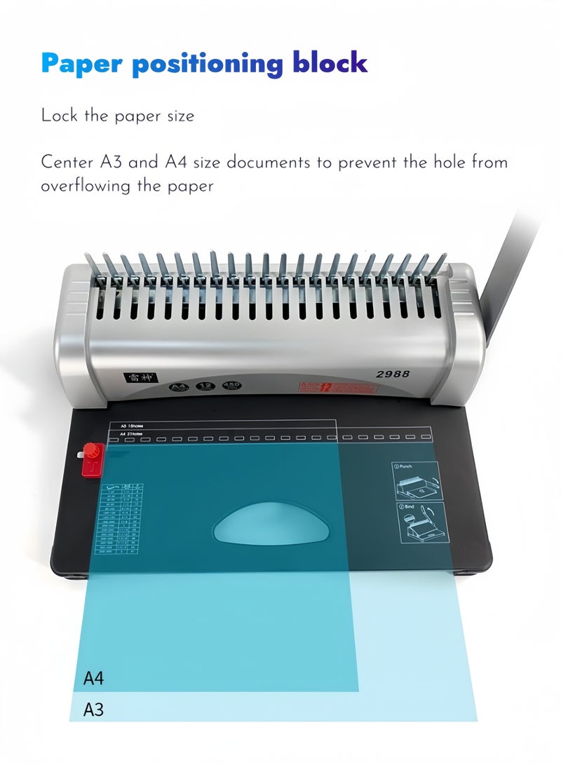 Generic 21-Hole Manual Comb Binding Machine – Paper Punch & Binder for A4 Documents, Plastic Binding Spines Compatible, Office & School Use  - Image 5