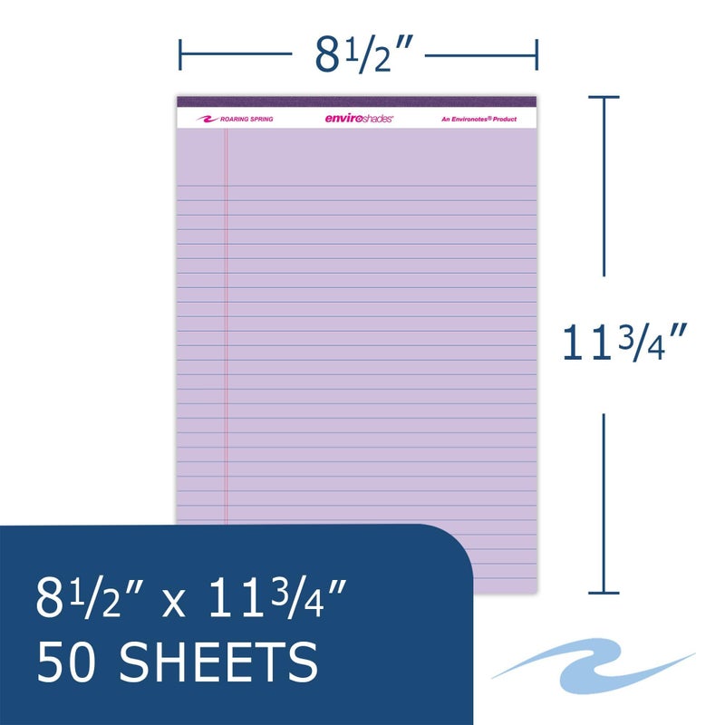 ROARING SPRING Enviroshades Recycled Colored Legal Pads, Orchid, 12 Pack, 8.5" x 11", Legal Ruled, 50 Sheets Per Pad, 15 lb Perforated Paper, Made in USA - Image 2