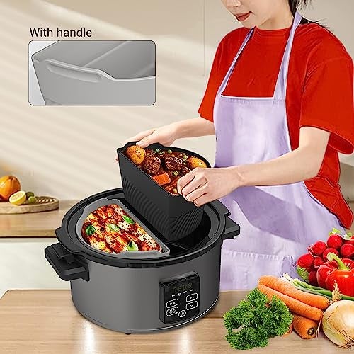 TAYDOIBAN Silicone Slow Cooker Liners Compatible With Crock Pot 6-8 QT,Slow Cooker Divider Allows Cooking Two Different Meals At Once Time, Reusable Silicone Divider Insert, Dishwasher Safe, BPA Free. - Image 5