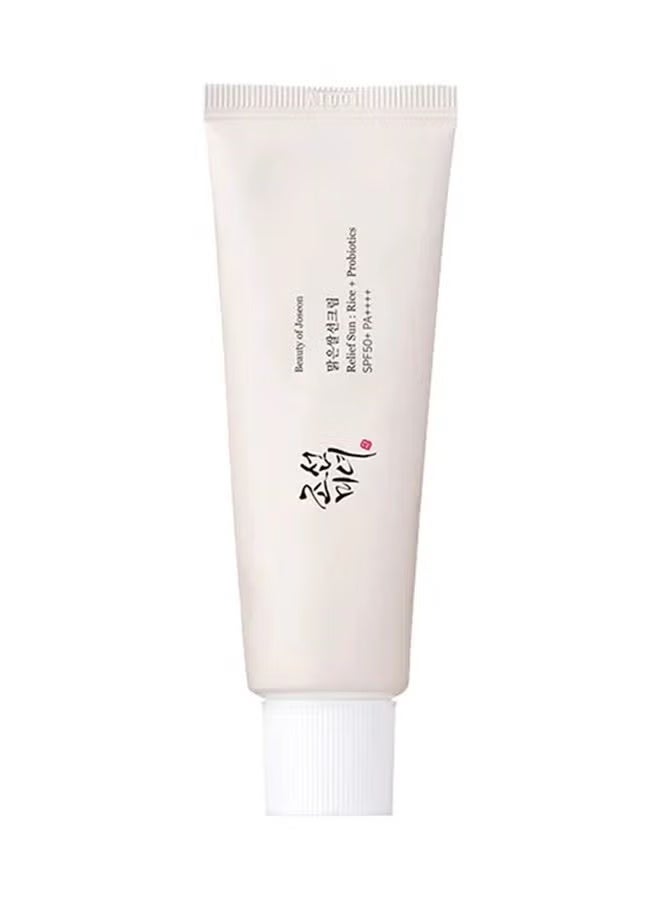 Relief Sun Rice + Probiotics Sunscreen for face moisturizing sunblock with SPF 50+ PA++++ Korean sunscreen skincare 50ml - Image 1