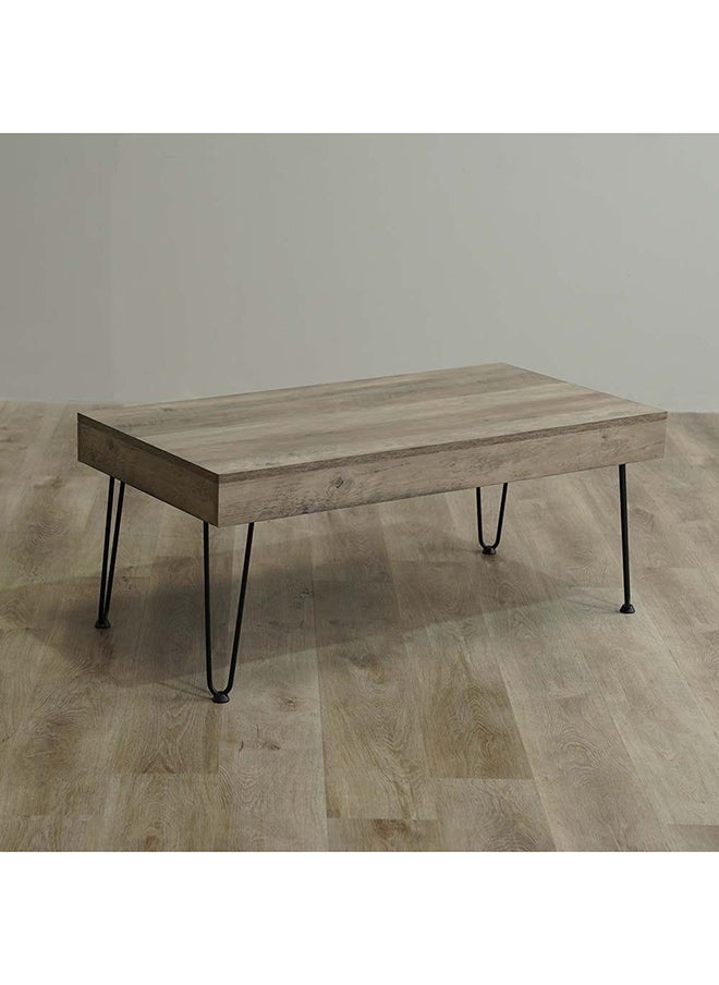 DANUBE HOME Vidia Coffee Table And 2 End Tables Set Multifunctional Living Room Desk Space Saving Center Table Modern Design Furniture For Home Living Room L110xW55xH45cm Oak / Blk  - Image 3