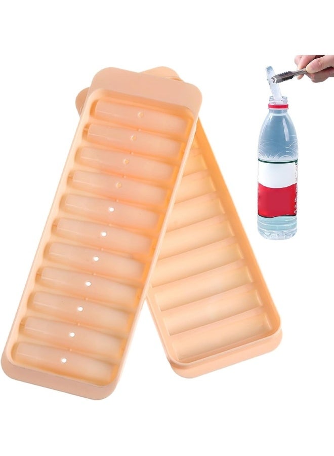 Happy Home Plastic Ice Cube Tray for Quick Freezing Water Bottle with 10 Ice Cube Slots - Silicone Ice Cube Tray Set Makes 10 Ice Cubes with Lid - Orange - Image 2