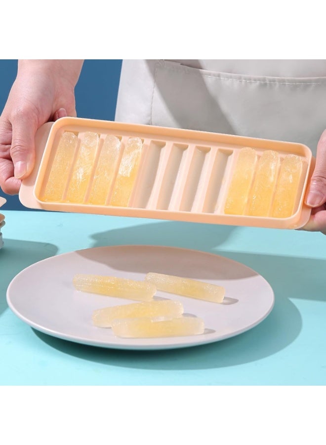 Happy Home Plastic Ice Cube Tray for Quick Freezing Water Bottle with 10 Ice Cube Slots - Silicone Ice Cube Tray Set Makes 10 Ice Cubes with Lid - Orange - Image 5