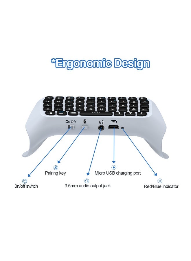 JYS Wireless Keyboard for PS5 Controller, Bluetooth 3.0 Mini Chatpad Message Game Keyboard Keypad Built-in Speaker with 3.5mm Audio Jack for Messaging and Gaming Live Chat - Image 4