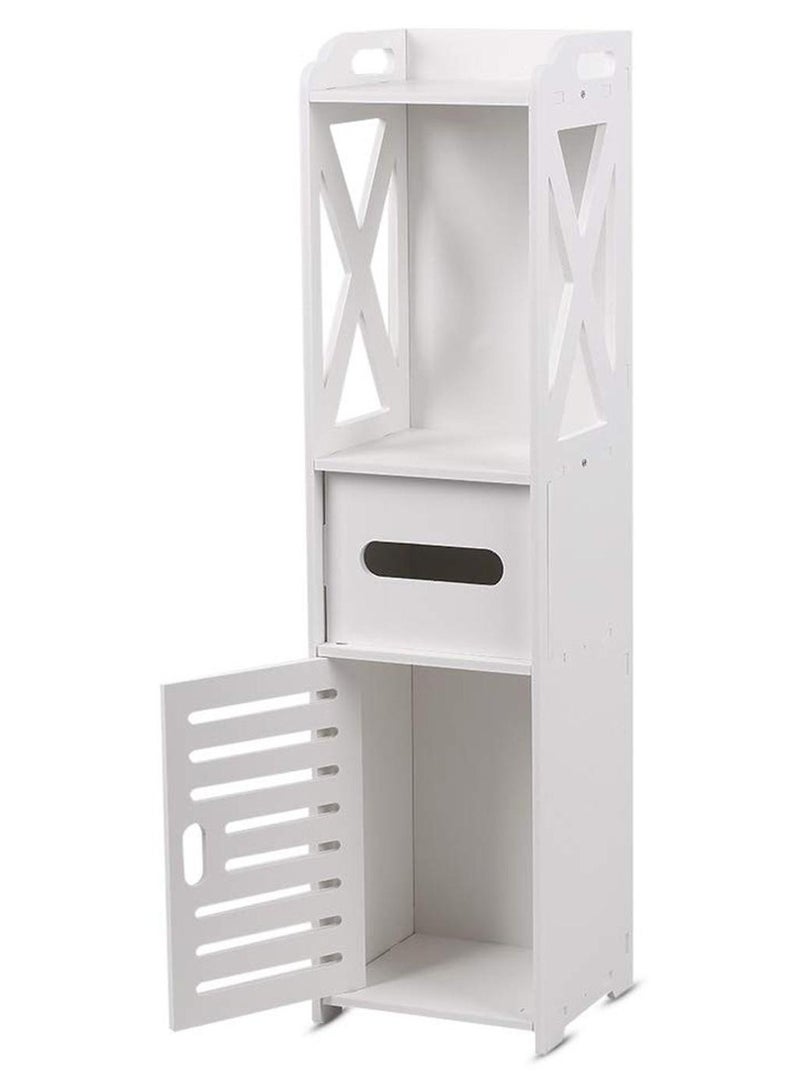 LINGWEI Small Bathroom Storage Corner Floor Cabinet with Doors and Shelves Thin Toilet Vanity Cabinet Narrow Bath Sink Organizer - Image 1