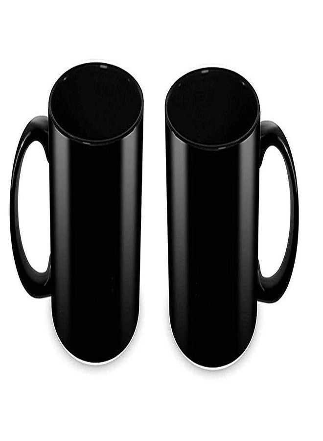 Wings Mart Ceramic Black Coffee Mug | Glossy 330 ml Plain Mug | Gift for Boyfriend, Girlfriend, Husband, Wife, Kids, Brother (Pack of 2) - Image 1