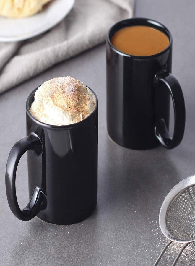 Wings Mart Ceramic Black Coffee Mug | Glossy 330 ml Plain Mug | Gift for Boyfriend, Girlfriend, Husband, Wife, Kids, Brother (Pack of 2) - Image 2