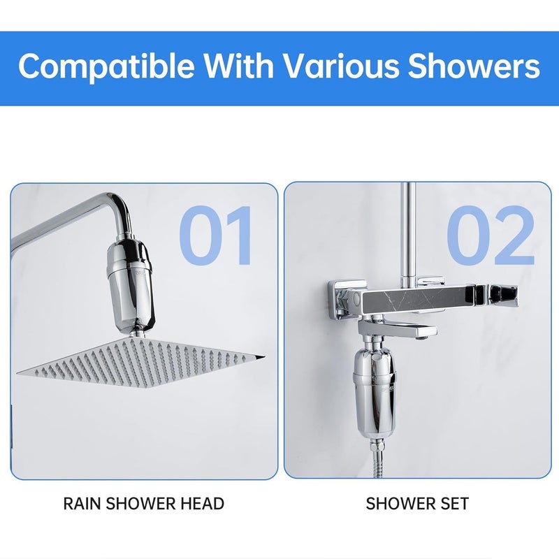 BRIMIX Universal Shower Water Filter with 20-Stage Filtration System and 3 Replacement Cartridges - Chrome Finish(Up to 2 Years Use) - Image 4