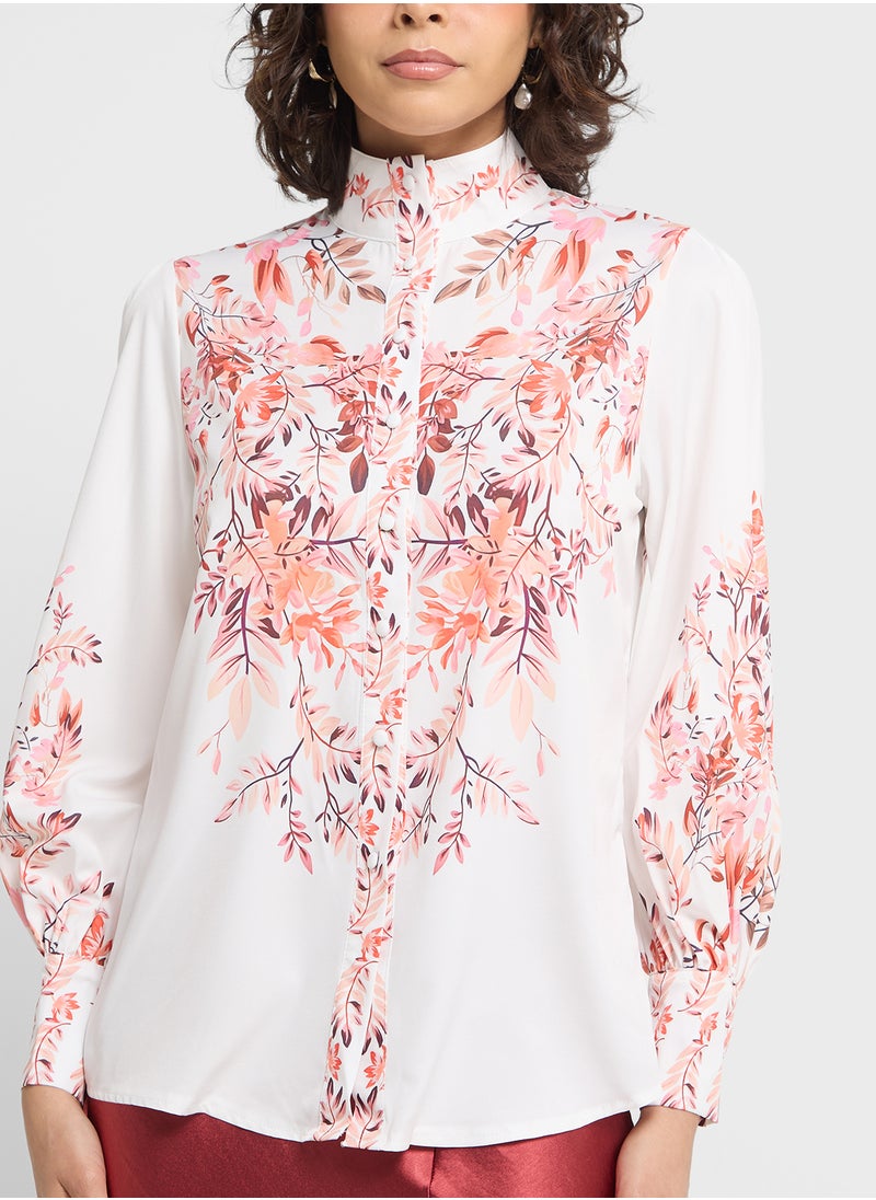 ELLA - Printed Button Down Shirt - Image 1