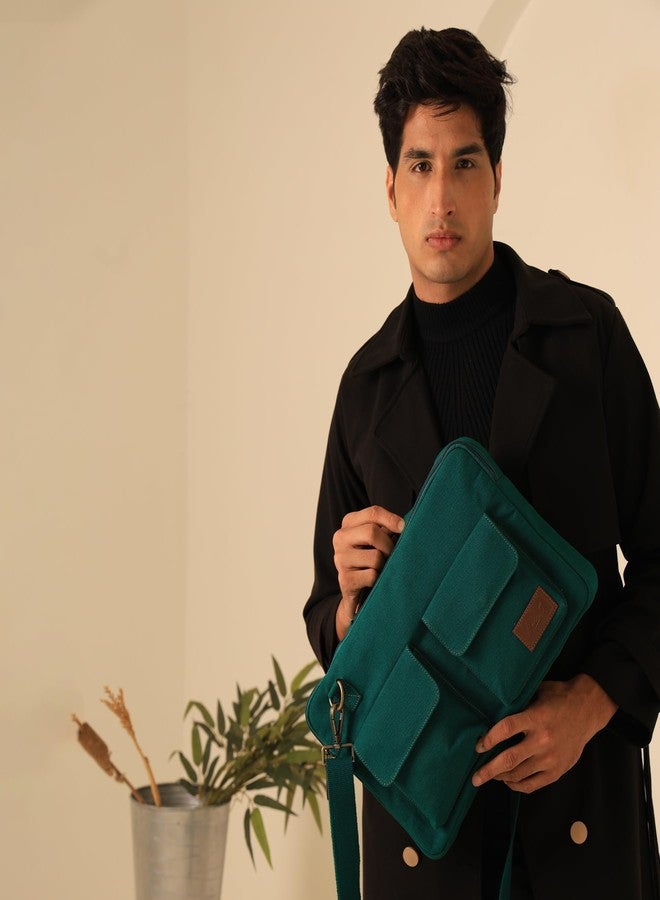 Mona B Cleveland Laptop Sleeve Bag for Men & Women - Stylish, Durable & Eco-Friendly (Teal) - Image 3