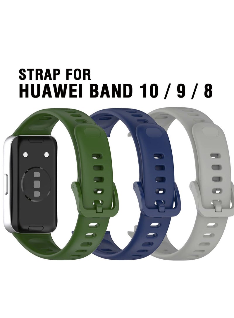 3Pc Huawei Band 10 Straps / Band 9 / Band 8 Replacement Straps Sports Silicone Replacement Watchbands - Image 1