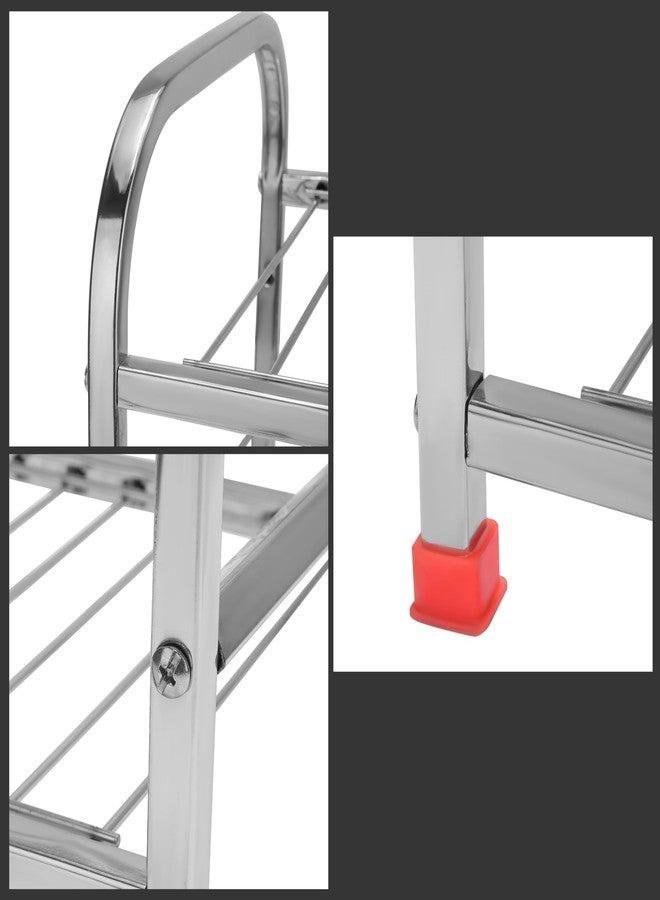 TechSrmaji 4 Layer Foldable Kitchen Rack - Heavy Duty Stainless Steel Storage Shelf for Kitchen, Bathroom | Multipurpose Organizer for Utensils, Groceries, Vegetables, Bottles - Rustproof Space Saver - Image 5