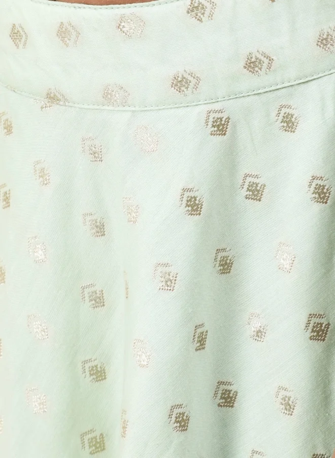 AKS Sea Green Ethnic Motif Crop Top And Skirt Set For Girls
