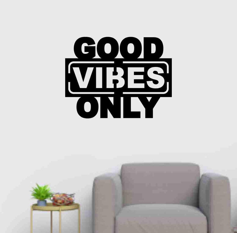 KREEPO Good Vibes Only MDF Laser Cutout Ready to Hang Home Wall Décor Sticker- (Black) - Image 2