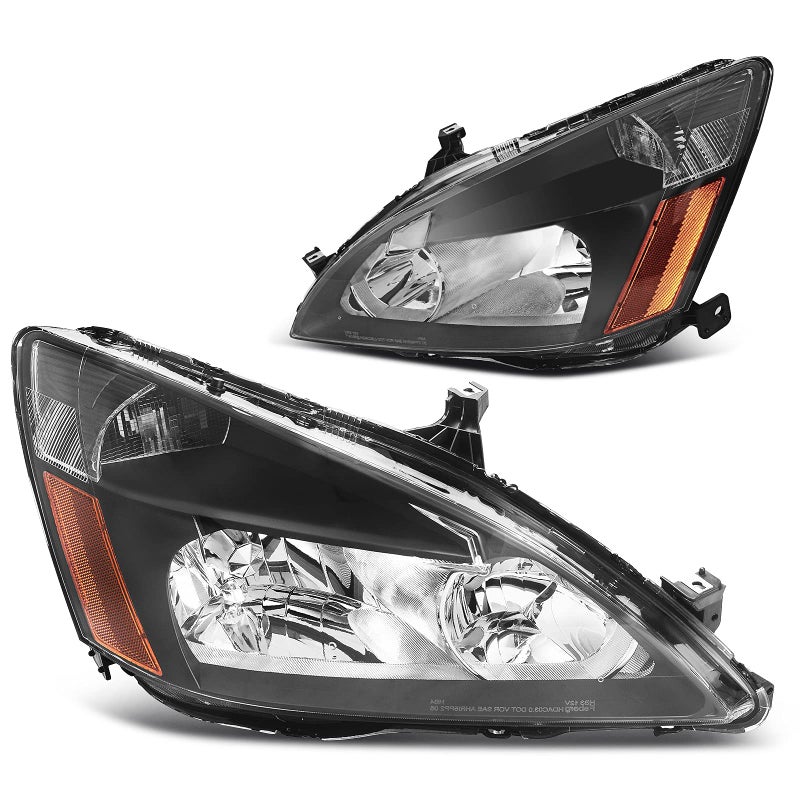 DWVO Headlight Assembly Compatible with 03-07 2003 2004 2005 2006 2007 Accord Replacement Headlamps Amber Reflector Black Housing - Image 4