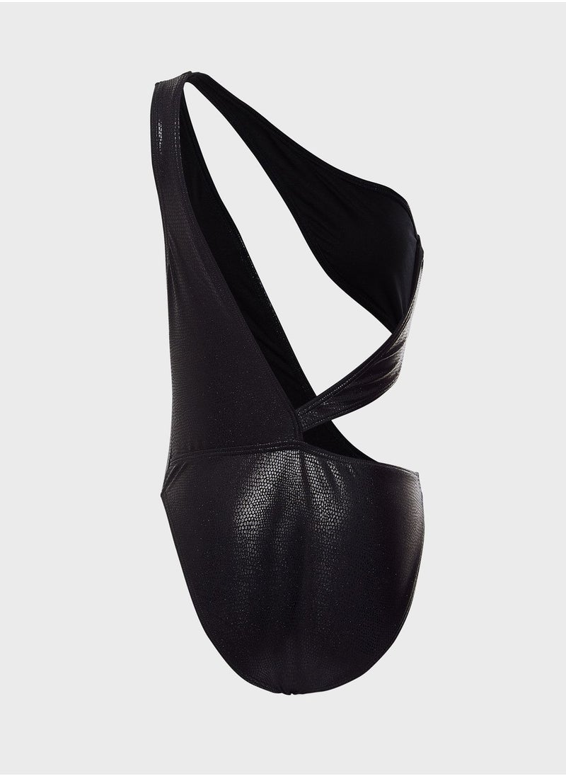 SOUTH BEACH - Cut Out One Shoulder Swimsuit - Image 1