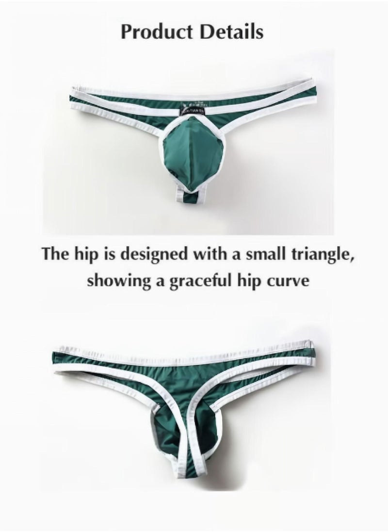 Generic - Thong Underwear for Men Low Waist Thong G-String White and Green Color - Image 1