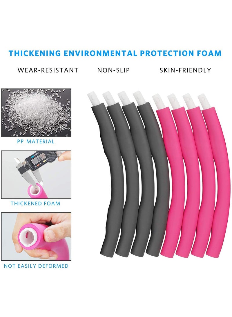 تايمي طوق هولا هوب من 8 أقسام قابلة للفك، حلقة هولا هوب للبالغين قابلة للتعديل لفقدان الوزن بتصميم مموج ومبطنة بفوم ناعم - وردي/رمادي - Image 3