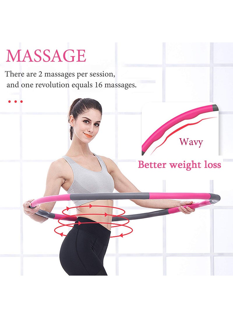 تايمي طوق هولا هوب من 8 أقسام قابلة للفك، حلقة هولا هوب للبالغين قابلة للتعديل لفقدان الوزن بتصميم مموج ومبطنة بفوم ناعم - وردي/رمادي - Image 5