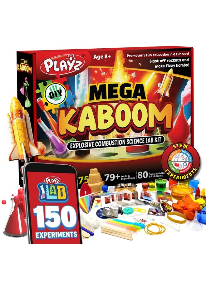 Playz - Mega Kaboom! 150+ Explosive Science Experiments Kit For Kids Age 8 12 With 75 App & Video Guided Experiments Chemistry Set Stem & Educational Toys & Gifts For Boys, Girls, Teenagers & Kids - Image 1