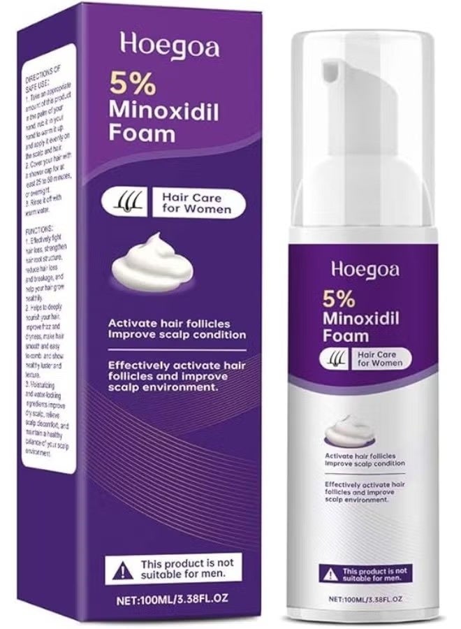 HOEGOA 5% Minoxidil Foam for Women Hair Growth Foam, Rosemary Hair Care Suitable for Hair Thinning Receding Hairline 100ml/3.38fl oz - Image 1