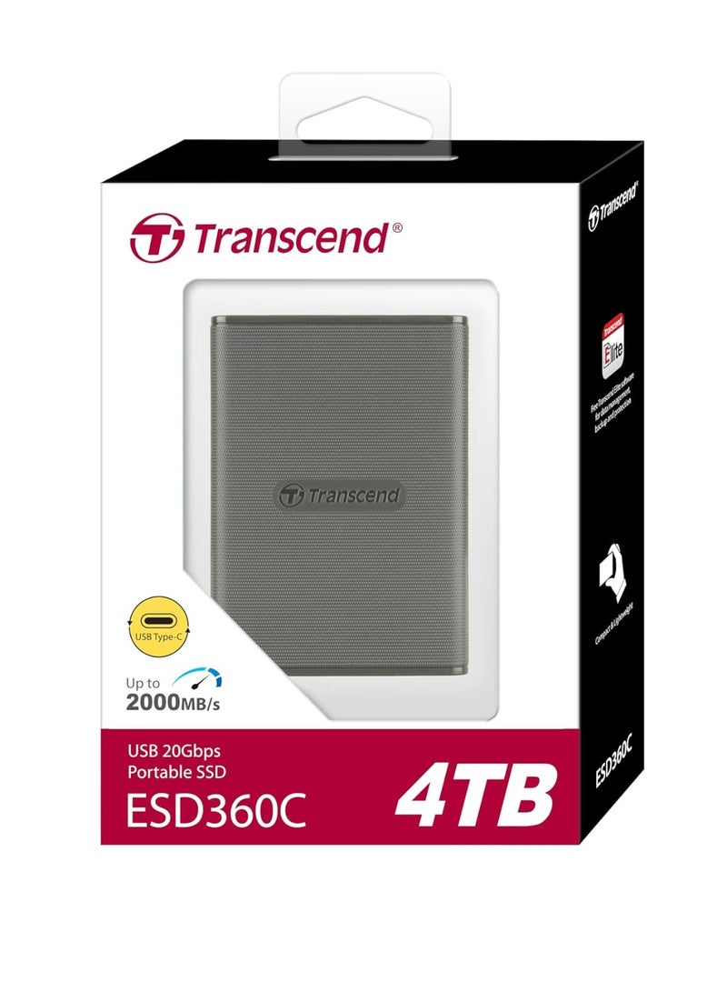 ترانسيند 11 Transcend 4TB External, Portable, Military Drop Test Certified SSD ESD360C USB 20Gbps Type C TS4TESD360C - Image 2