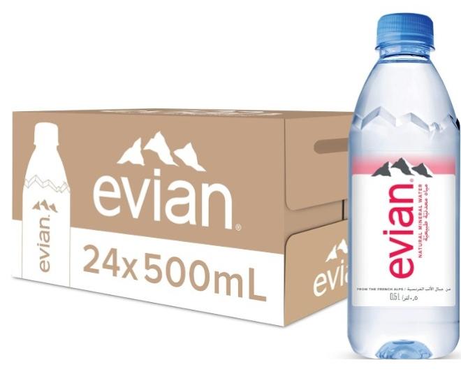 Evian Naturally Bottled Filtered Mineral Drinking Water 24x 500 ML - Image 1