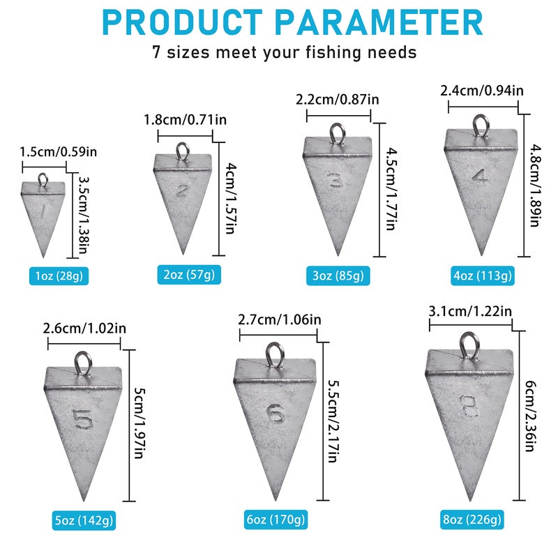 Shaddock Fishing Pyramid Sinker Fishing Weights Surf Fishing Sinkers Saltwater Fishing Weights Fishing Gear Tackle 1oz-8oz (4pcs 3oz) - Image 3