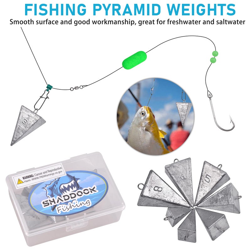 Shaddock Fishing Pyramid Sinker Fishing Weights Surf Fishing Sinkers Saltwater Fishing Weights Fishing Gear Tackle 1oz-8oz (4pcs 3oz) - Image 4