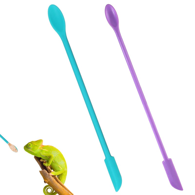 Xelsluthe 2Pcs Reptile Spoon, Crested Gecko Food Mixing Spoon Long Handle Feeding Tool Crested Gecko Accessories fit Lizard Gargoyle Bearded Dragon - Image 1