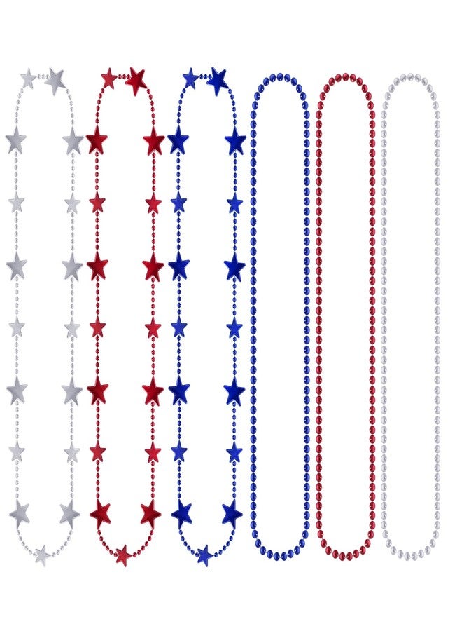 SUMERSHA 30pcs 4th of July Beads Necklaces - Red White Blue Beaded Star Necklace for Independent Memorial Day, Parade Accessory, Patriotic Crafts, Party Supplies - Image 3