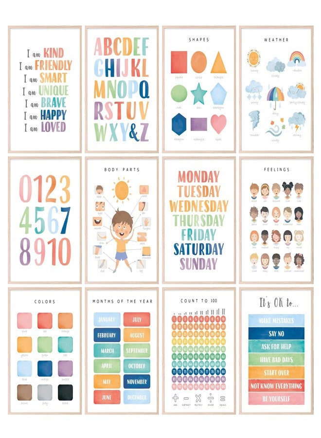BigWig Prints Educational Posters for Toddlers - Learning Posters for Toddlers 1-3, Montessori Room Essentials, Montessori Wall Decor, Learning Signs for Wall, Preschool - Unframed Set of 12 (8x10) - Image 1
