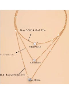 Goolsky 3-Layer Necklace With Rhinestone Pendants - Heart, Star, And Teardrop, Perfect For Holidays And Everyday Wear - Retro & Chic Style  - Image 3