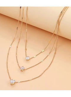 Goolsky 3-Layer Necklace With Rhinestone Pendants - Heart, Star, And Teardrop, Perfect For Holidays And Everyday Wear - Retro & Chic Style  - Image 5