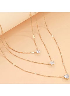 Goolsky 3-Layer Necklace With Rhinestone Pendants - Heart, Star, And Teardrop, Perfect For Holidays And Everyday Wear - Retro & Chic Style  - Image 4