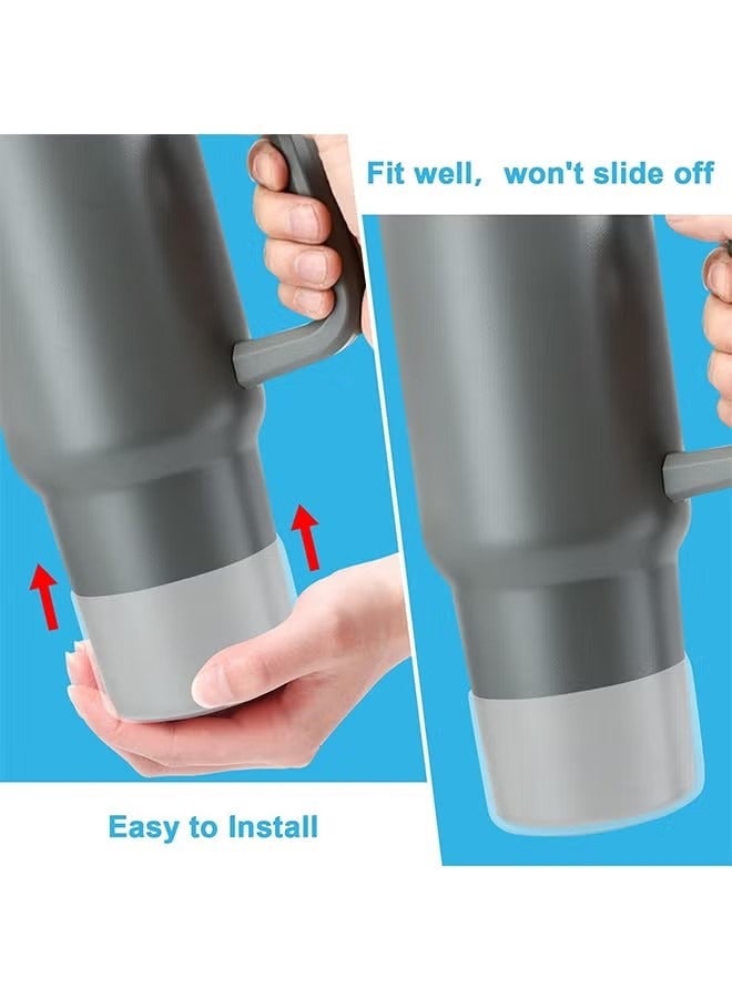 2 Pcs Protector Silicone Boot for Stanley, Water Cup Silicone Protective Bottom Cover Case, Reduces Noise Scratches Protective Cup Accessories (Grey+White) - Image 2
