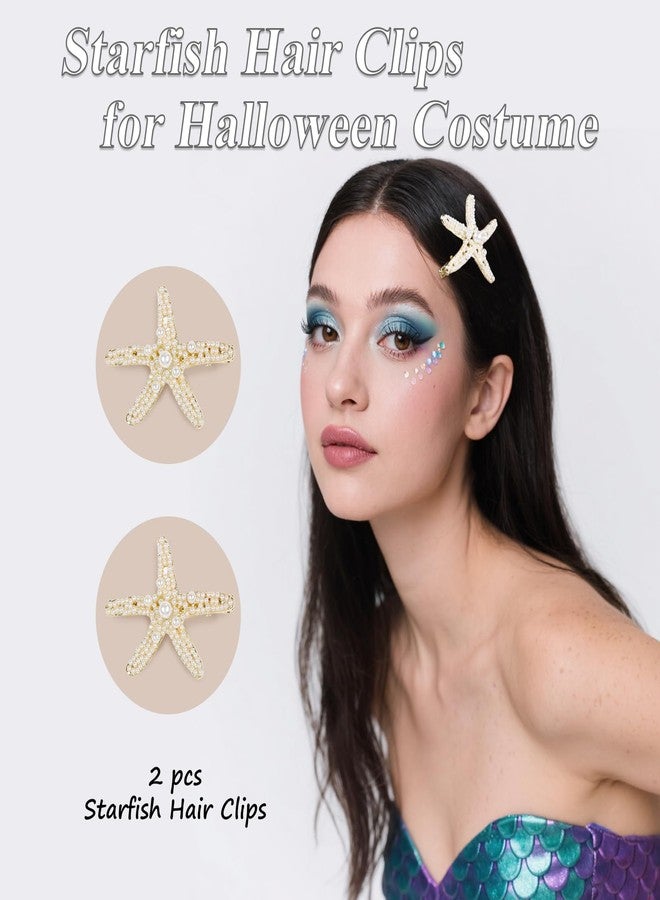 AIBFRID Pearl Starfish Hair Clip for Women Gold Sea Star Mermaid Hair Clips Pearl Starfish Hair Pins for Halloween Wedding Beach Accessories - Image 3