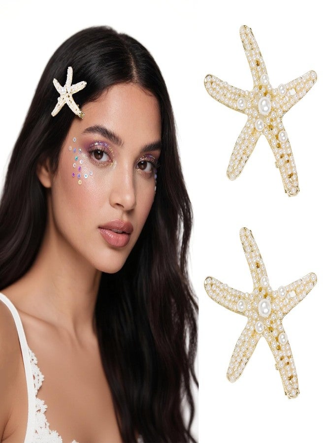 AIBFRID Pearl Starfish Hair Clip for Women Gold Sea Star Mermaid Hair Clips Pearl Starfish Hair Pins for Halloween Wedding Beach Accessories - Image 1