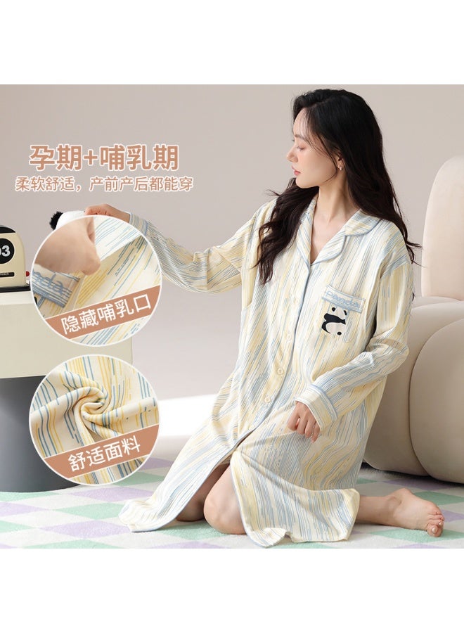 Big Size Long sleeve Maternity Dress Breastfeeding Nightgown Clothes For Pregnant Woman Nursing Dresses with Chest Pads - Image 1