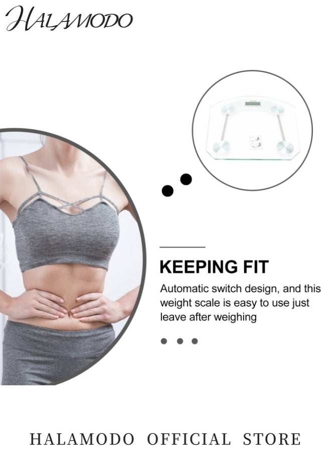 Generic - High-Strength Transparent Tempered Glass Digital Weight Scale Precise Sensor LCD HD Display Non-Slip Base Stylish Simple Design Suitable for Home Use - Image 1