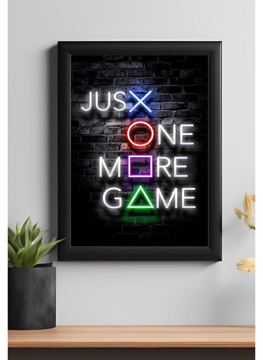 Master Flame Master Flame Gaming Quotes Aesthetic Wall Art Poster for Living Room Home Wall Decor FrameFrameless Xbox Playstation Controller Neon Motivational One More GP17 A4 FRAMED 